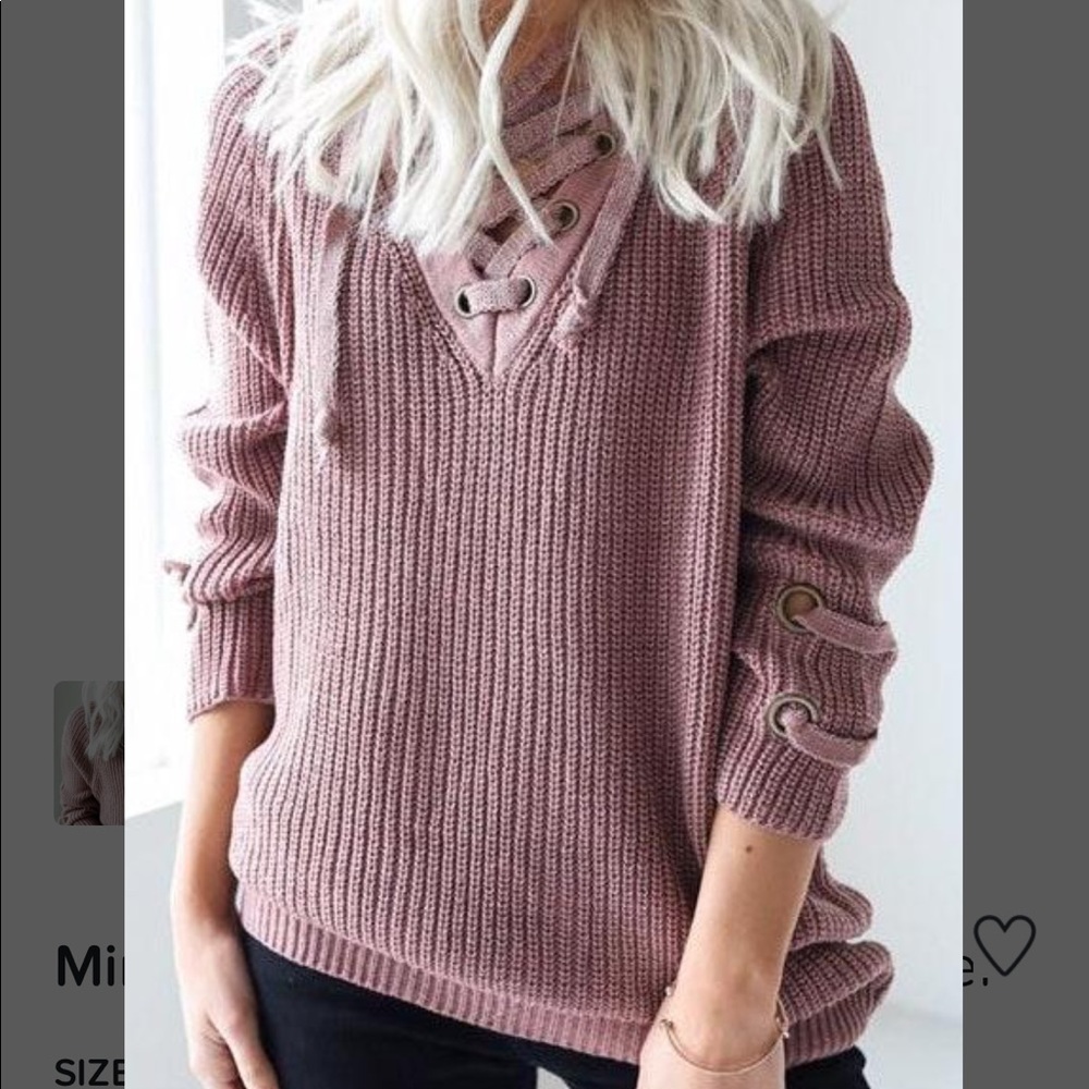 Lace up pullover sweater